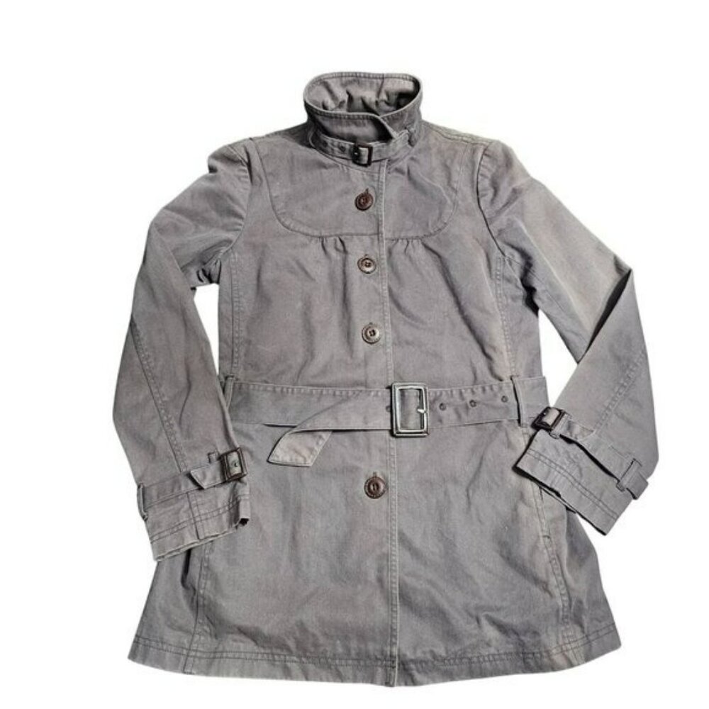 Comptoir Des Cotonniers Belted Jacket Rain Coat Women's Size 10/12 (40) Gray